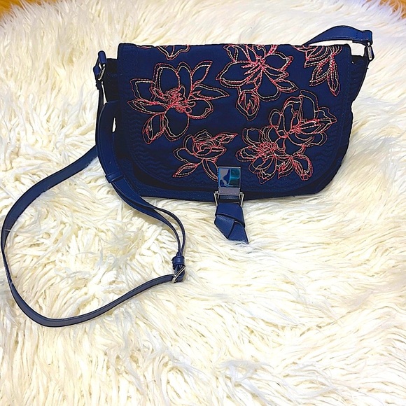 Navy Blue Embroidered Vera Bradley Crossbody - Picture 1 of 11